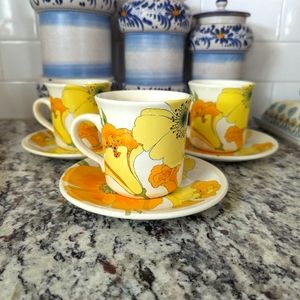 Vintage Metlox Poppytrail Poppies Coffee Cup and Saucer set of 3